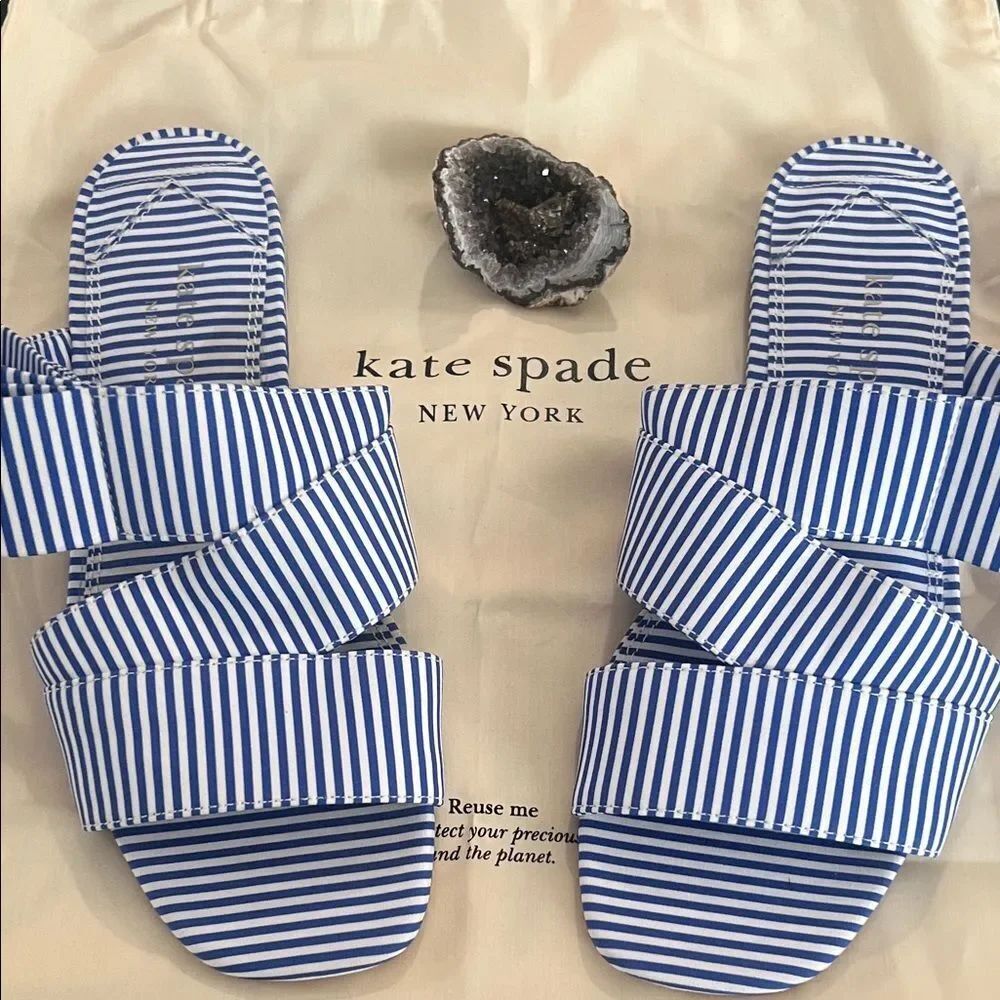 * Kate Spade Blue and White Striped Sandals